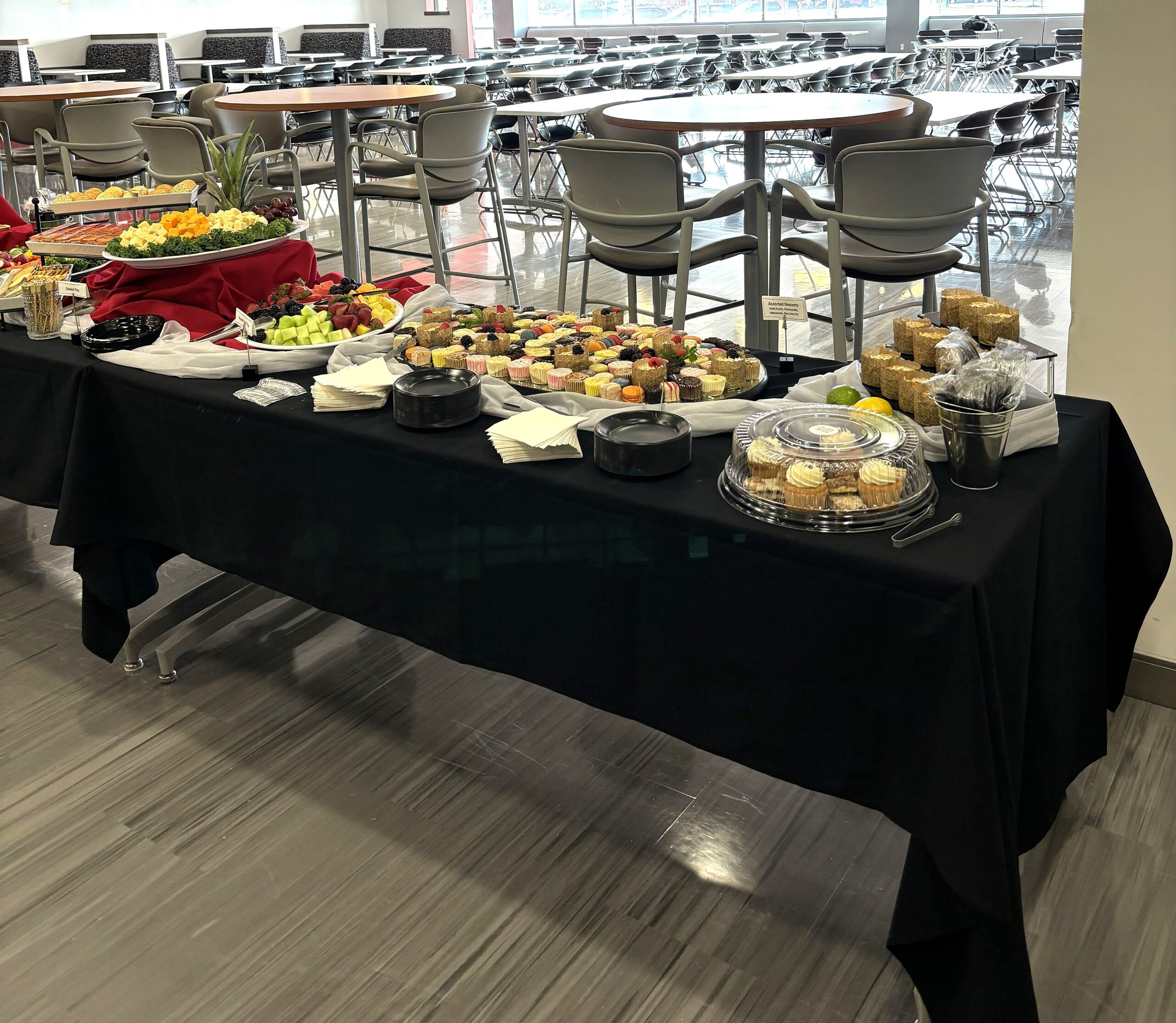 reception cheese fruit dessert table
