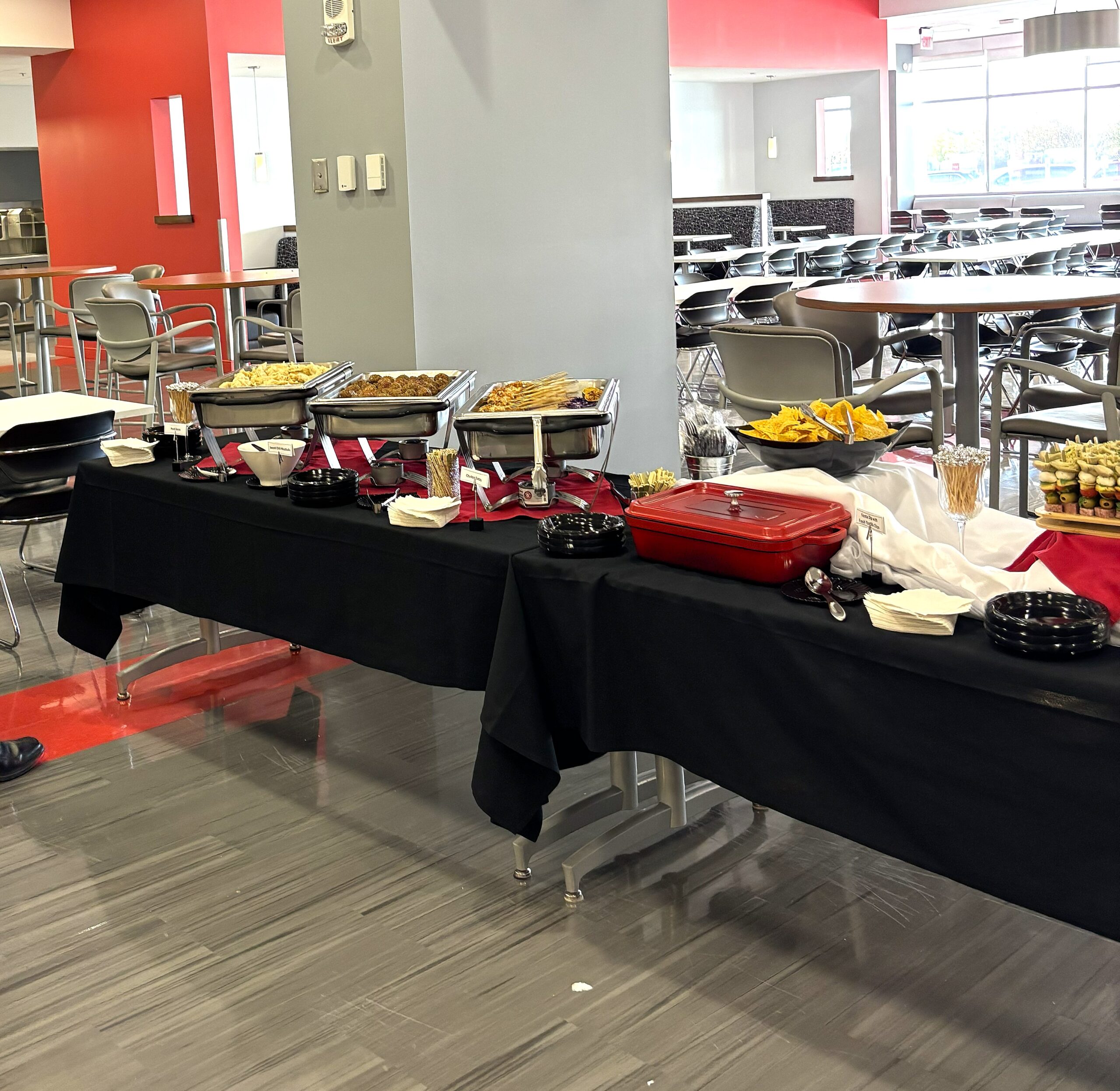reception hot buffet taco salad table